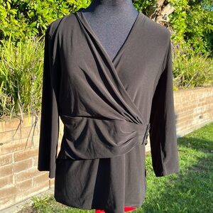 White House Black Market Black Wrap Blouse